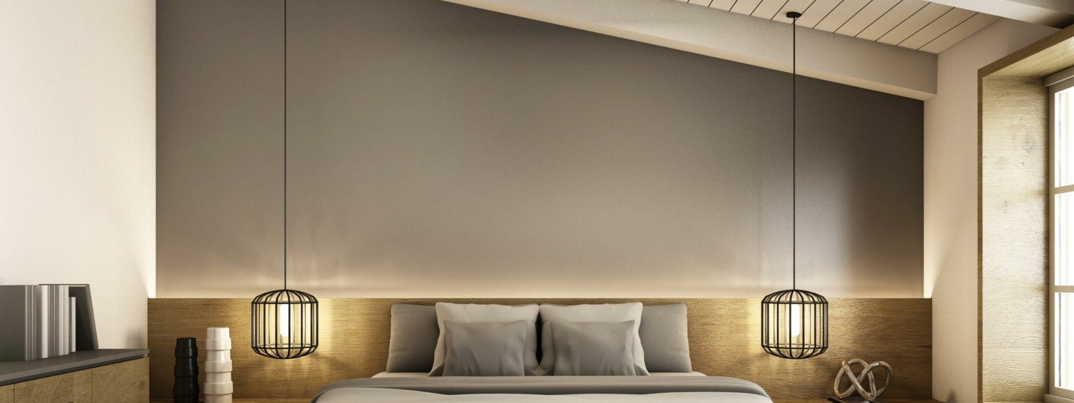 raumgestalter schlafzimmer mit abgepasstem teppich vor dem bett holzdielenboden hängelamoen bleher raumausstatter in nürtingen